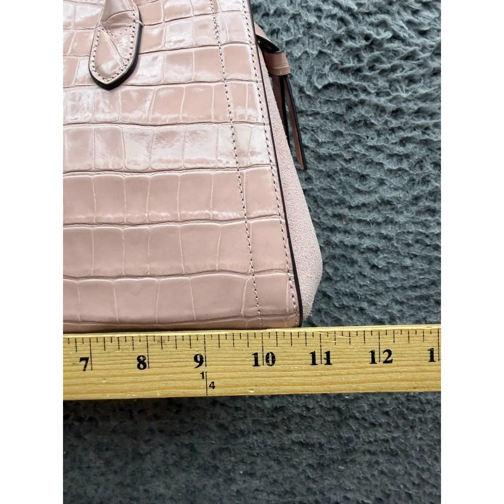 NWOT Kate Spade New York Women's Croc-Embossed Leather & Suede Satchel Bag Pink
